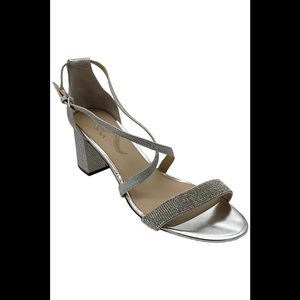 Nina Women's Henesi Block Heel Evening Sandals Silver - Wide